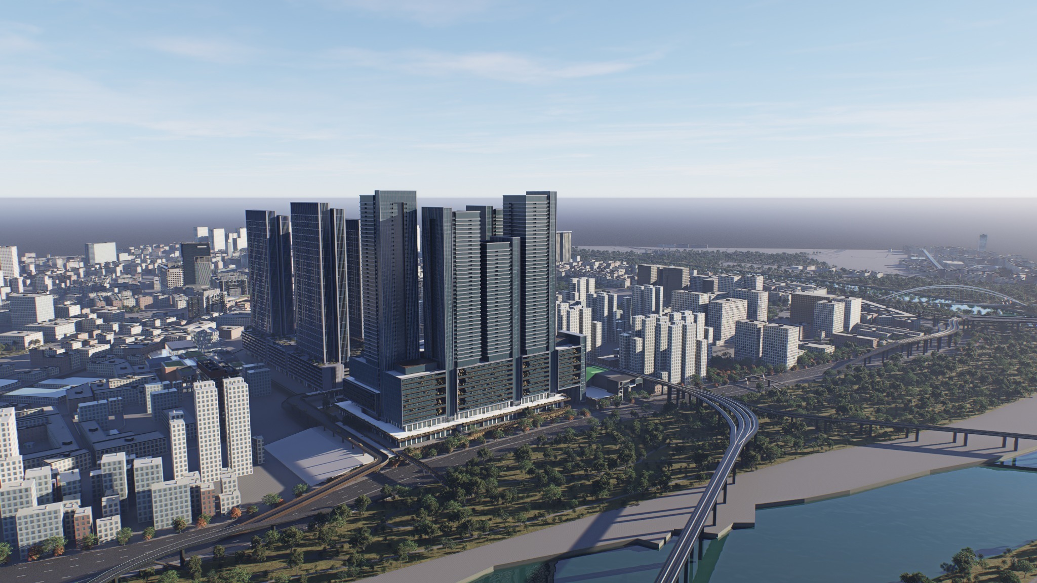 Riverside urban panorama of the Xindian Xi project
