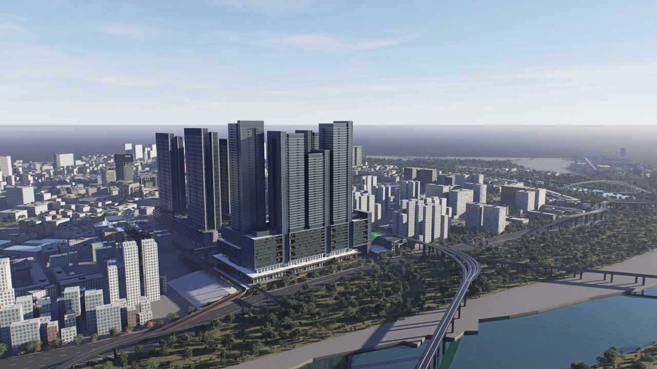 Xindian Xi riverside urban panorama
